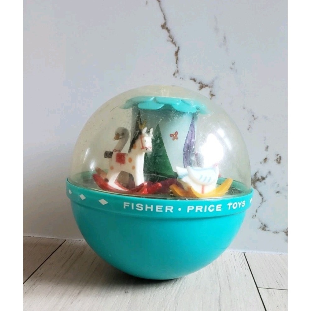 Vintage Fisher Price Toy Roly Poly Chime Ball 165 Horse Carousel 1966 Nursery